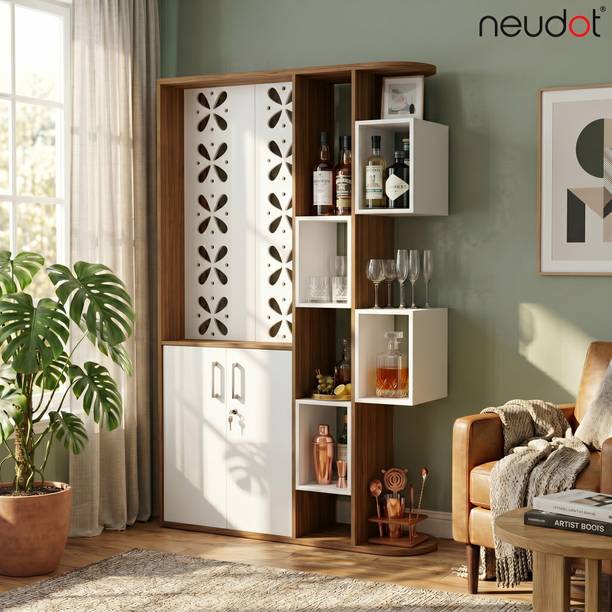 NEUDOT Baileys | Bar Unit with Storage | Living Room Cabinet | Liquor Rack for Home | Engineered Wood Bar Cabinet