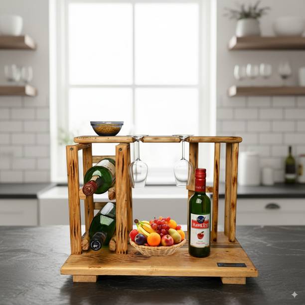 woodan Pallet wood bar set with snacks space | Solid Wood Bar Cabinet