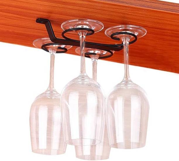 Indian Decor 20867 Bar accessories; Wine Glass Rack, Stemware Rack Under Cabinet Wine Glass Solid Wood Bar Cabinet