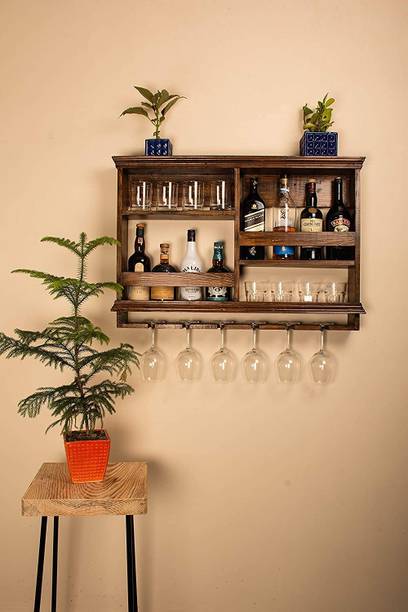 ZWIGATO Wooden bar Wall cabinet Wine Glass Holder Rack Wall-Mounted Wine Rack Solid Wood Bar Cabinet