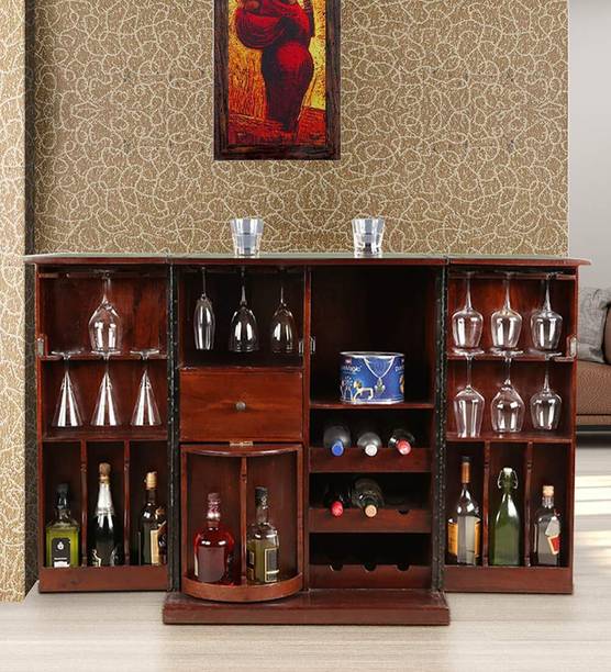 UNITEK FURNITURE Sheesham ( Rosewood ) Wine Rack for Home & Hotel Solid Wood Bar Cabinet
