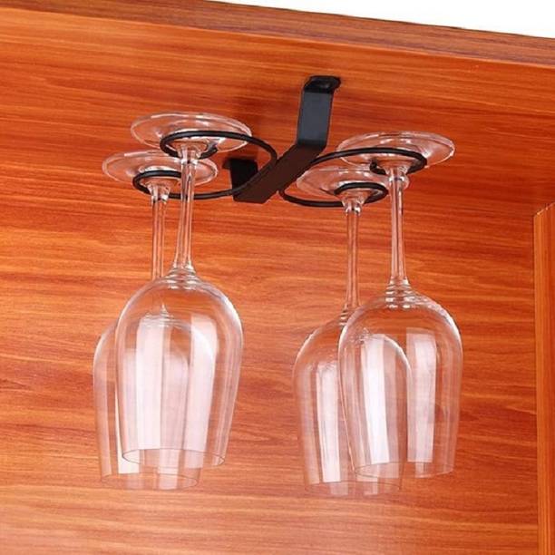 Indian Decor 20867 Bar accessories; Wine Glass Rack, Stemware Rack Under Cabinet Wine Glass Solid Wood Bar Cabinet