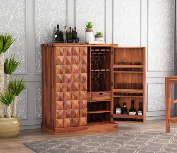 Krishna Wood Decor Sheesham Wood Bar Cabinet With Multiple Compartments For Home & Bar/ Mini Bar || Solid Wood Bar Cabinet