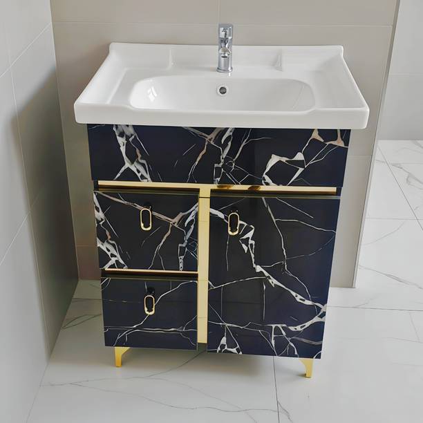 SAP-LUXURY BLACK MILK HDHMR Engineered Wood Bar Cabinet