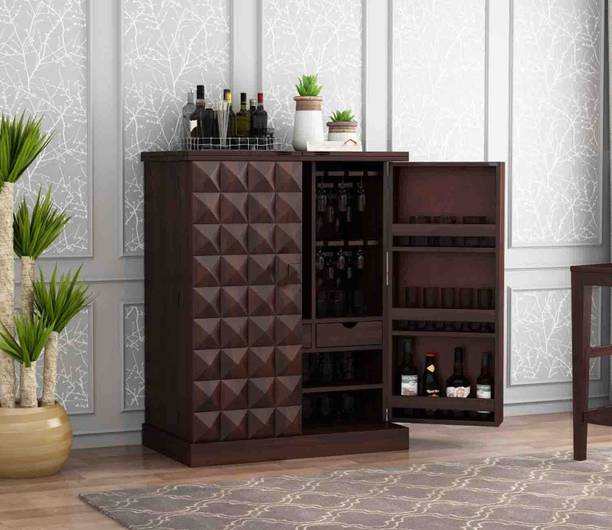 Krishna Wood Decor Sheesham Wood Bar Cabinet With Multiple Compartments For Home & Bar/ Mini Bar || Solid Wood Bar Cabinet