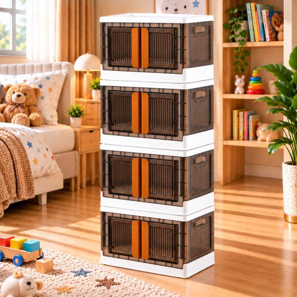 Stovara Stackable Foldable Storage Bin Plastic Bar Cabinet