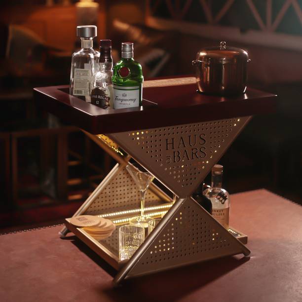 SPEEDX Model J Mini Home Bar Table With Compact and Foldable Design Metal Bar Cabinet