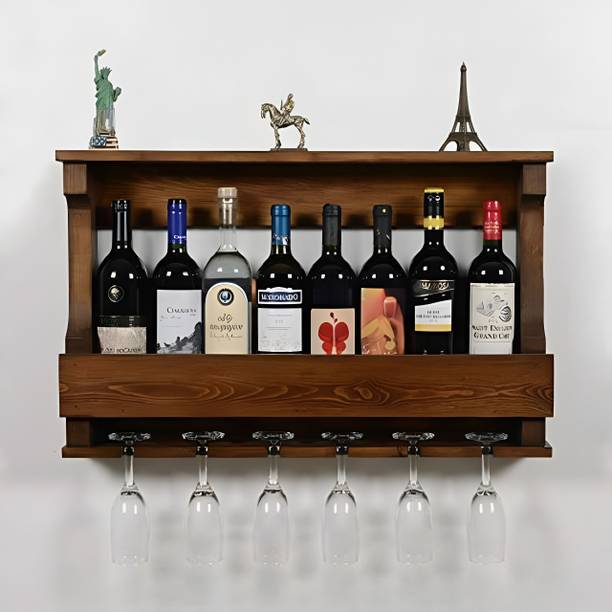 Floresta Wud Solid Sheesham Wood Wall Mount Bar Cabinet For Bar/ Hotel | Solid Wood Bar Cabinet