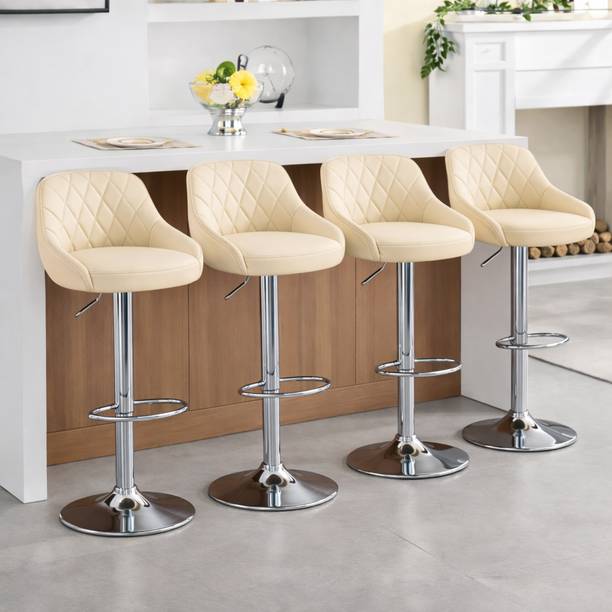 CHAIRTECH ® Pack of 4 Bar Stool & Chair | Upto 6 Months of Warranty on the Product Leatherette Bar Chair