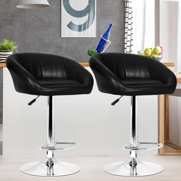 Da URBAN Mini Black Pack of 2 | Revolving | Height Adjustable | Kitchen \ Café \ Store | Leatherette Bar Stool