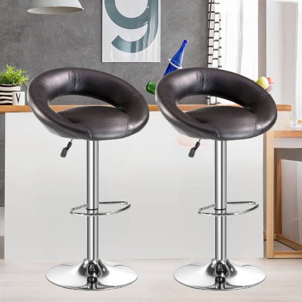 Da URBAN Smiley Black Pack of 2 | Revolving | Height Adjustable | Kitchen \ Café | Leatherette Bar Stool