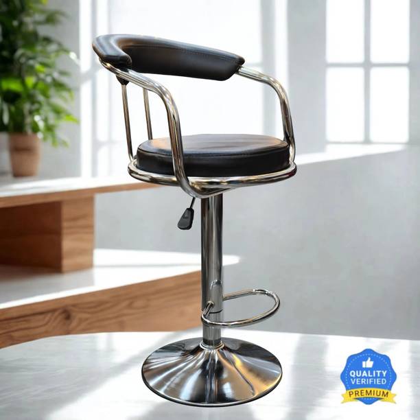 KRISHTA Classic Black Revolving | Height Adjustable | Kitchen / Café / Stores / Leatherette Bar Stool
