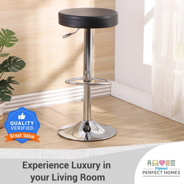 Flipkart Perfect Homes PU 360 Degree Height Adjustable Swivel Barstool in Black Color Metal Bar Stool