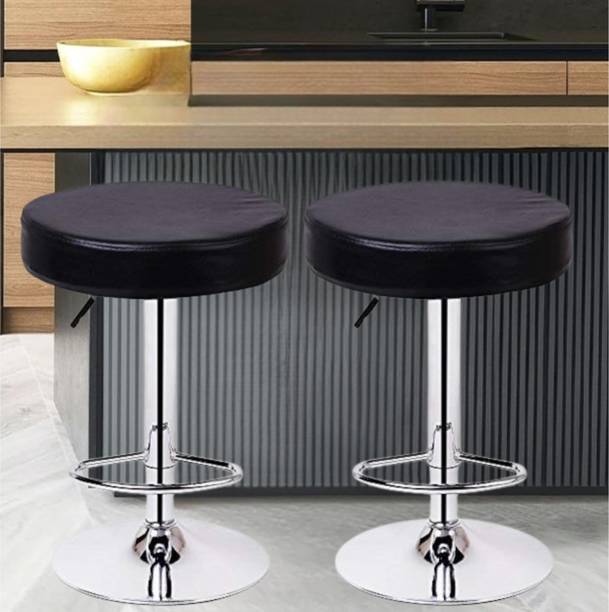 Da URBAN Roundbar Black Pack of 2 Revolving | Height Adjustable | Kitchen&Café| Leatherette Bar Stool