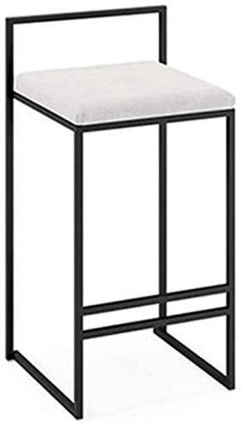 Indian Decor 21035 Modern Bar Chair Black Frame with White Cushion Counter Metal Bar Chair