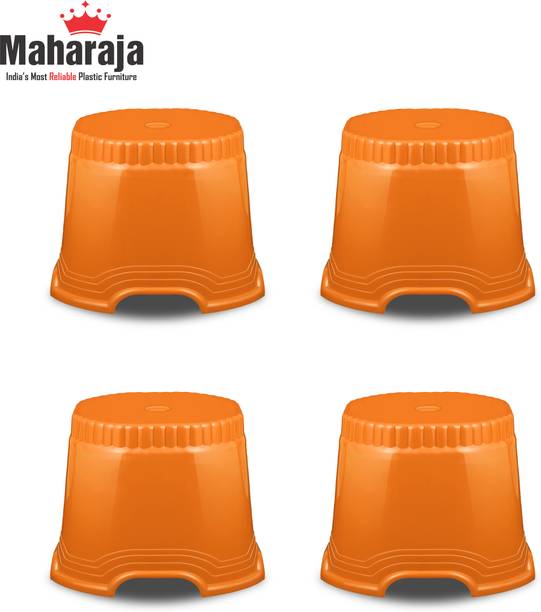 MAHARAJA Neo Plastic Sitting Stool for Indoor or Outdoor | Kitchen | 10 In | Set of 4 Plastic Bar Stool