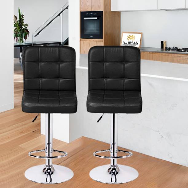 Da URBAN Cadbury Black Pack of 2 | Revolving | Height Adjustable | Kitchen&Café| Leatherette Bar Stool