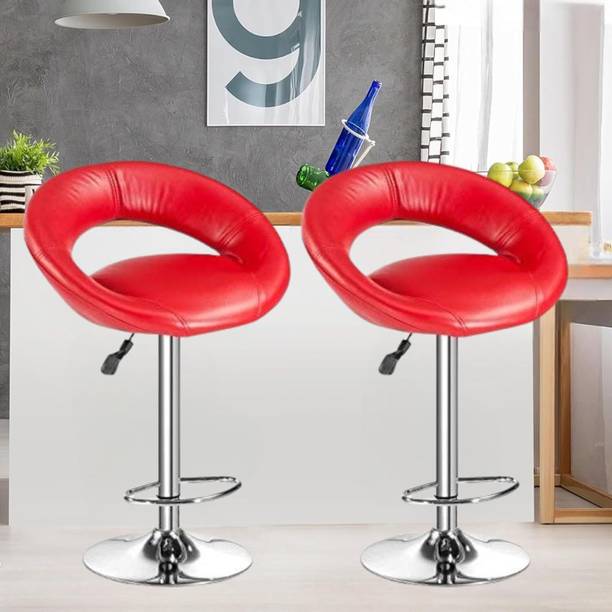 Da URBAN Smiley Red Pack of 2 | Revolving | Height Adjustable | Kitchen \ Café \ Store | Leatherette Bar Stool