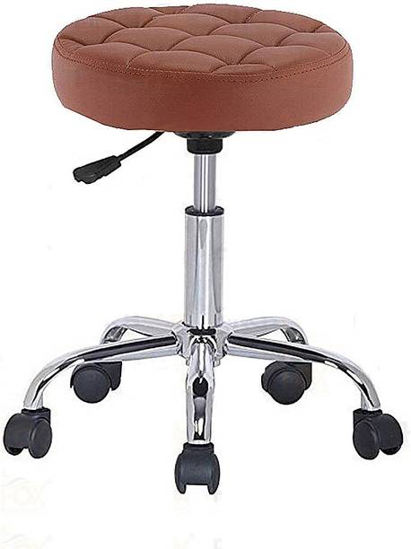 Deal Dhamaal Height Adjustable Black Rolling Stools With Wheels In Tan Color Leatherette Bar Stool