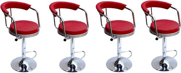 SOMRAJ Office Chair Classic Height Adjustable Bar Stool/Kitchen Chair (red, Set of 4) Metal Bar Stool