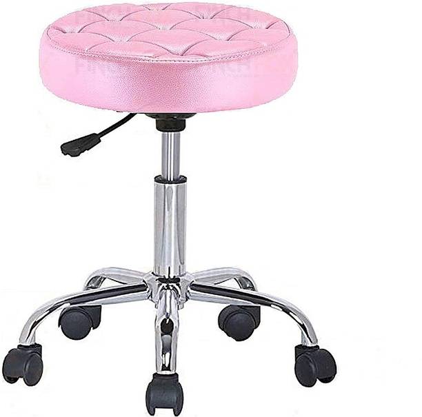 Deal Dhamaal Height Adjustable Black Rolling Stools With Wheels In Pink Color Leatherette Bar Stool