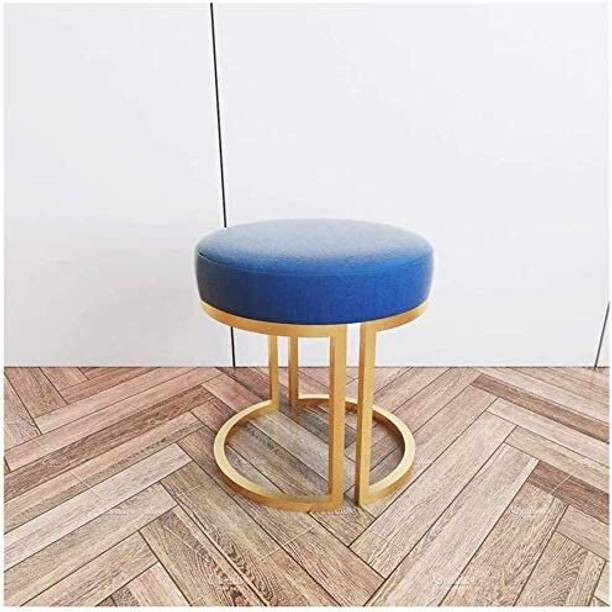 Indian Decor 45963 Vanity Stool with Golden Iron Base, Upholstered Small Round Makeup Stool Metal Bar Chair