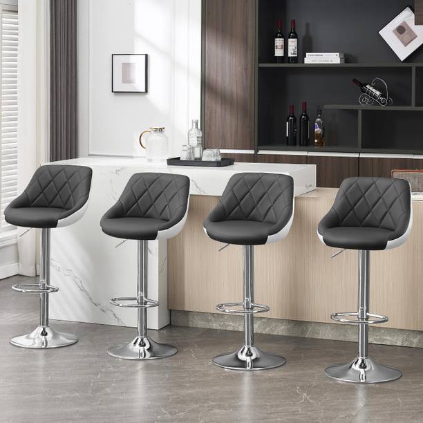 Adiko Set of 4 Bar Stools and chair leatherette Height Adjustable Swivel Leatherette Bar Stool