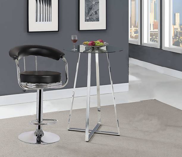 MAESTRO Black Leatherette Bar Stool Chair For Kitchen Café Store bar counter restaurant Natural Fiber Bar Stool