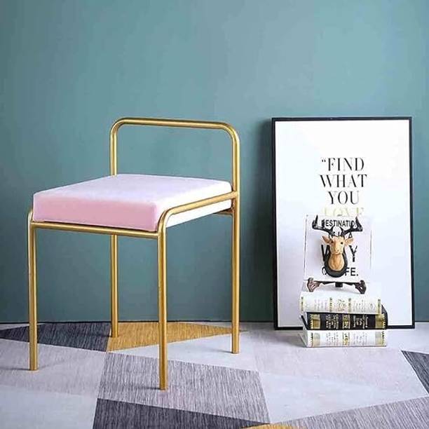 Indian Decor 46664 Chair Makeup Chair Chic Metal Square Low Backrest Dressing Table Stool Metal Bar Chair