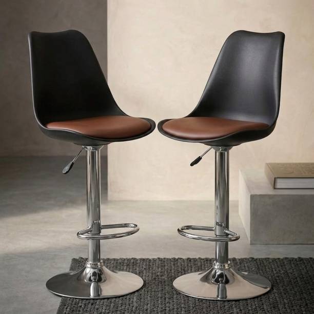 ACTIVA Rapid Bar Stool with Adjustable Height|Swivel Chair for Bar/Cafe - Set of 2 Metal Bar Stool