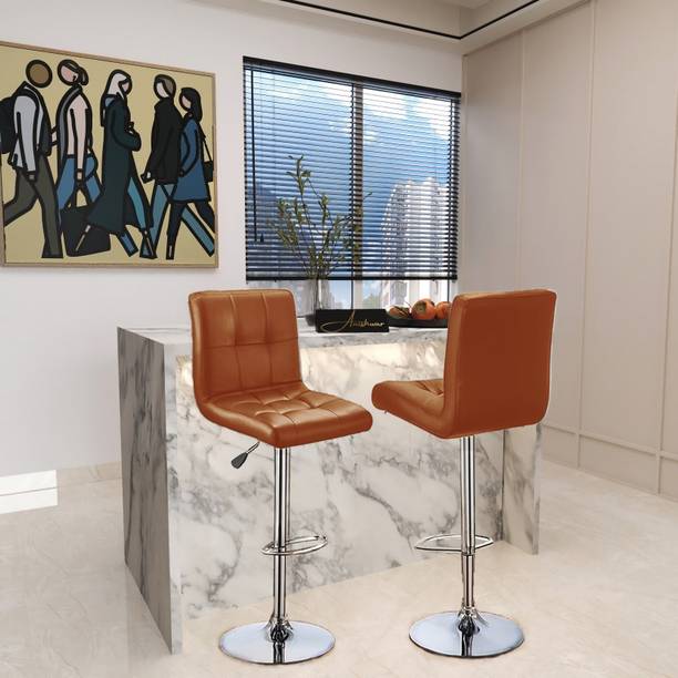 Decorvatsa Adjustable Height Swivel Bar Chair with Foot Rest Metal Bar Chair