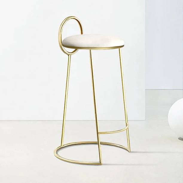 NG Decor Modern White Velvet Counter Height Bar Stool with Low Back and Gold Legs Foam Bar Chair