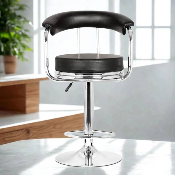 KRISHTA Classic Black Revolving | Height Adjustable | Kitchen / Café / Stores / Leatherette Bar Stool