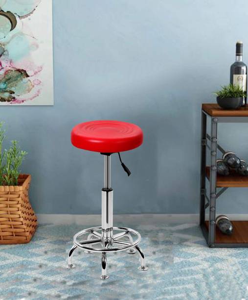 MAESTRO SEATING SYSTEMS Stool with Adjustable Height and Chrome Base Stool (Red) Foam Bar Stool Leatherette Bar Chair