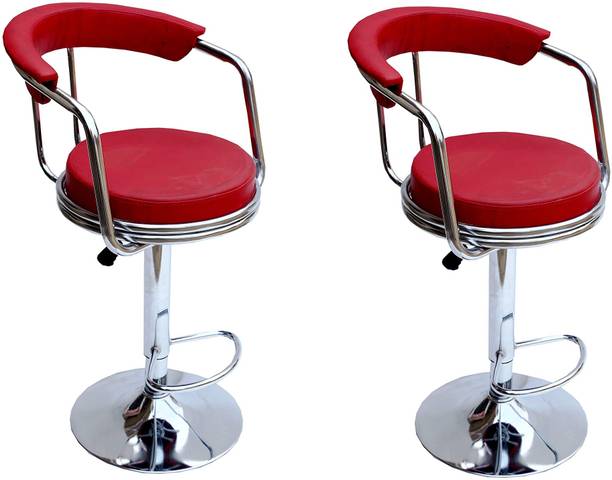 SOMRAJ Office Chair Classic Height Adjustable Bar Stool/Kitchen Chair (RED, Set of 2) Metal Bar Stool