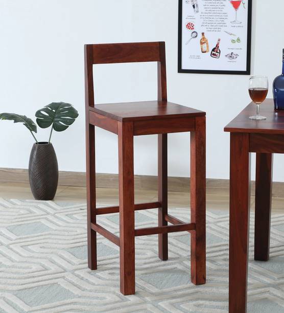 Woodsworth From Pepperfry Enkel Sheesham Wood Bar Chair With Footrest For Home/Café/Bar's Solid Wood Bar Chair