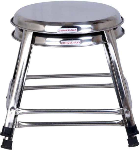 Lifetime Stools 12 Inch Pack of 2 Stainless Steel Stool for Sitting Bathroom Stools Metal Bar Stool