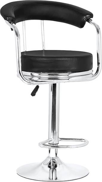 रुद्राक्ष Premium Quality Modern Chrome and Black Adjustable लेदर बार स्टूल