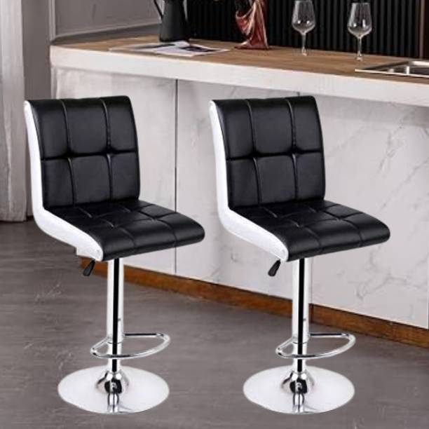 Da URBAN Cadbury Black & White Pack of 2 | Revolving | Height Adjustable | Kitchen&Café| Leatherette Bar Stool