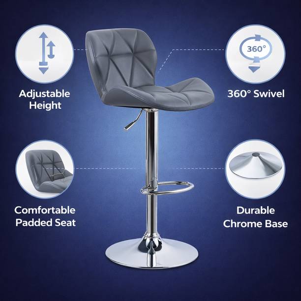 FUGO Adjustable Bar Stool with Back Support | Hydraulic Bar Chair Metal Bar Chair