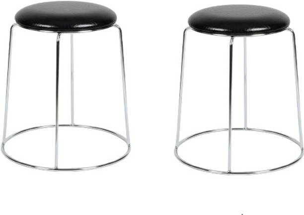 TDF Black Round Stool The Studio Stool: Mid-Century Style Chrome & Black Seating Fabric Bar Stool