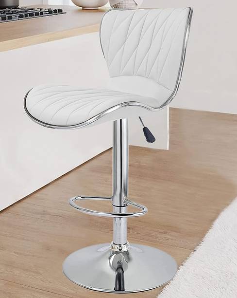 Oakcraft Cushion Upholstery with back, Airlift Adjustable Swivel Solid wood Leatherette Bar Stool