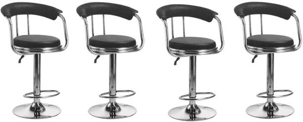 SOMRAJ Office Chair Classic Height Adjustable Bar Stool/Kitchen Chair (black, Set of 4) Metal Bar Stool