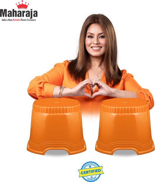 MAHARAJA Neo Plastic Sitting Stool for Indoor or Outdoor | Kitchen | 10 In | Set of 2 Plastic Bar Stool