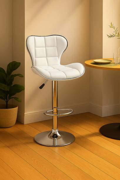 Oakcraft Comfortable Cushion Upholstery with back, Airlift Adjustable Swivel Solid wood Leatherette Bar Stool