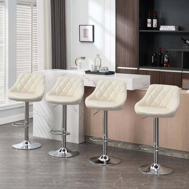 Oakcraft Pack of 4 Louver Bar Stool for Breakfast Dining Stool Kitchen Island Counter Solid Wood Bar Stool