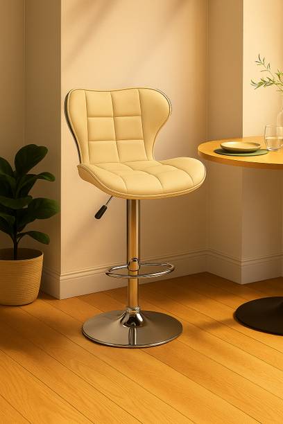 Oakcraft Cushion Upholstery with back Support, Airlift Adjustable Swivel Solid wood Leatherette Bar Stool