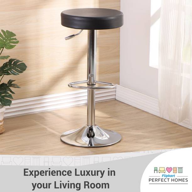 Flipkart Perfect Homes PU 360 Degree Height Adjustable Swivel Barstool in Black Color Metal Bar Stool