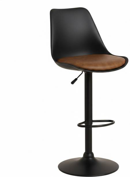 SEATFIT Modern Adjustable Bar Stool with Cushioned Seat & Matte Black Base Plastic Bar Stool