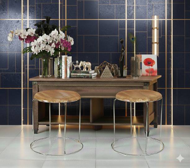 TheGoodLuck Wood Top Vanity Stool for Bedroom and Dressing Area Pack of 2 Solid Wood Bar Chair